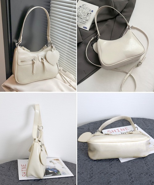 Miniministore(ミニミニストア)の「レトロショルダーバッグ ハートチャーム付(ショルダーバッグ・レディース・アイボリー/ブラック/ブラウン/キャメル/ワインレッド・FREE)」の21枚目の写真