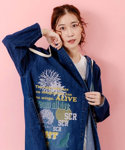 ScoLar（スカラー）の「153607：スカラーグラフィック柄デニムコート（デニムジャケット・レディース・ブルー/ネイビー・M）」の8枚目の写真