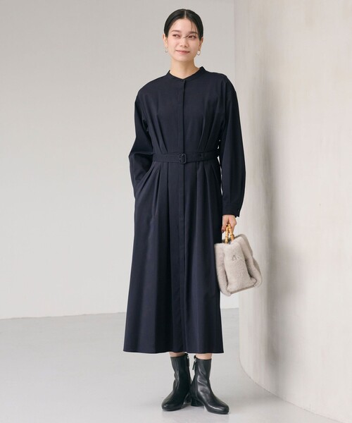 セール】ウエスト ベルト ロングスリーブ ワンピース マシン