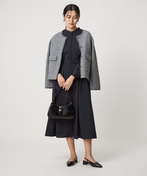 green label relaxing（グリーンレーベルリラクシング）の「ウエスト ベルト ロングスリーブ ワンピース マシンウォッシャブル（ワンピース・レディース・モカ/ネイビー/ライトグレー・FREE）」の10枚目の写真