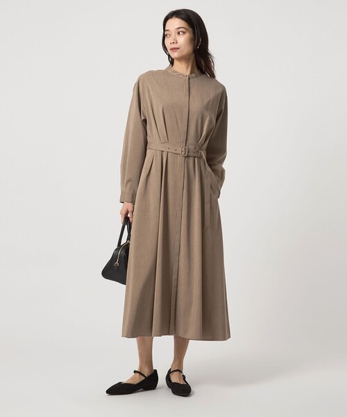 green label relaxing（グリーンレーベルリラクシング）の「ウエスト ベルト ロングスリーブ ワンピース マシンウォッシャブル（ワンピース・レディース・モカ/ネイビー/ライトグレー・FREE）」の18枚目の写真