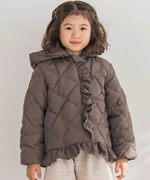 BeBe Petits Pois Vert(ベベプチポワヴェール)の【店舗限定】タフタフリルキルトダウンジャケット(95~160p)(ダウンジャケット/コート)