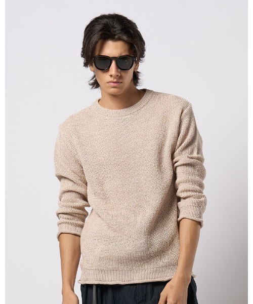 wjk（ダヴルジェイケイ）の「GIMA crew summer knit（ニット/セーター・メンズ・ライトグレー/ライトブルー/ライトベージュ・SMALL/MEDIUM/LARGE/X-LARGE）」の2枚目の写真