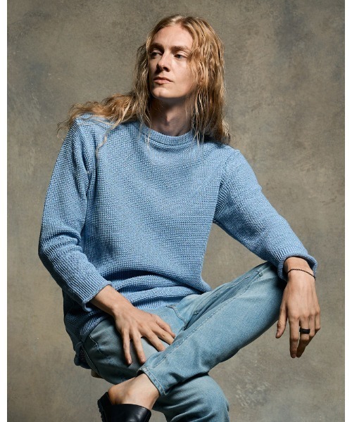 wjk（ダヴルジェイケイ）の「GIMA crew summer knit（ニット/セーター・メンズ・ライトグレー/ライトブルー/ライトベージュ・SMALL/MEDIUM/LARGE/X-LARGE）」の3枚目の写真