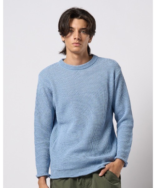 wjk（ダヴルジェイケイ）の「GIMA crew summer knit（ニット/セーター・メンズ・ライトグレー/ライトブルー/ライトベージュ・SMALL/MEDIUM/LARGE/X-LARGE）」の4枚目の写真