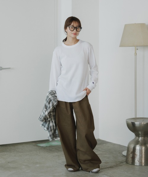 Champion(チャンピオン)の「Champion/チャンピオン LONG SLEEVE T-SHIRT ワッフルT(Tシャツ/カットソー・メンズ・ネイビー/オリーブ/ブラック/ホワイト・XL/L/M)」の16枚目の写真