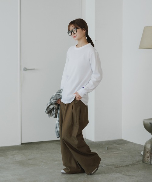 Champion(チャンピオン)の「Champion/チャンピオン LONG SLEEVE T-SHIRT ワッフルT(Tシャツ/カットソー・メンズ・ネイビー/オリーブ/ブラック/ホワイト・XL/L/M)」の18枚目の写真