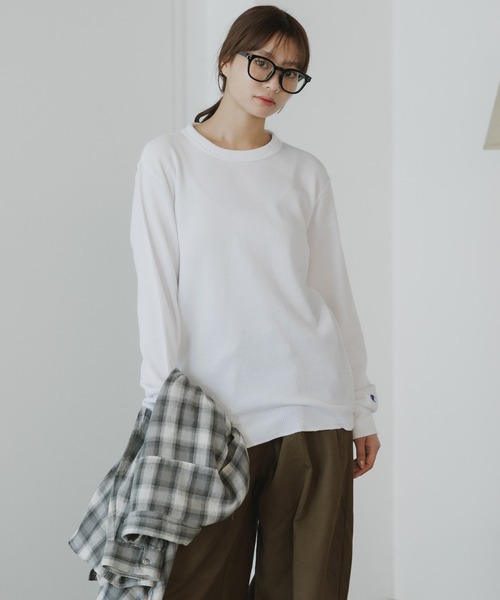 Champion(チャンピオン)の「Champion/チャンピオン LONG SLEEVE T-SHIRT ワッフルT(Tシャツ/カットソー・メンズ・ネイビー/オリーブ/ブラック/ホワイト・XL/L/M)」の14枚目の写真