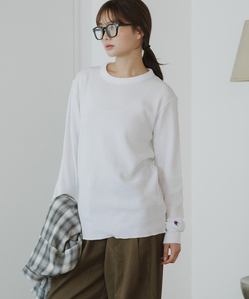Champion(チャンピオン)の「Champion/チャンピオン LONG SLEEVE T-SHIRT ワッフルT(Tシャツ/カットソー・メンズ・ネイビー/オリーブ/ブラック/ホワイト・XL/L/M)」の13枚目の写真