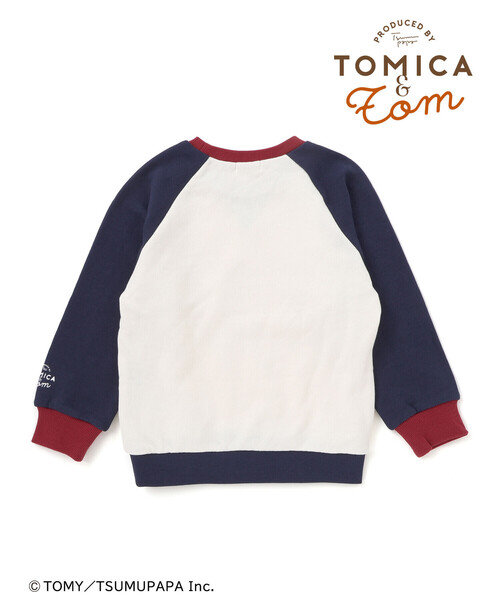 SLAP SLIP（スラップスリップ）の「【トミカとトム×SLAPSLIPコラボアイテム】はたらくくるまトムプリントラグラントレーナー(80~120cm)（スウェット・キッズ・ネイビー/ベージュ・90cm/80ｃｍ/120cm/100cm/110cm）」の6枚目の写真