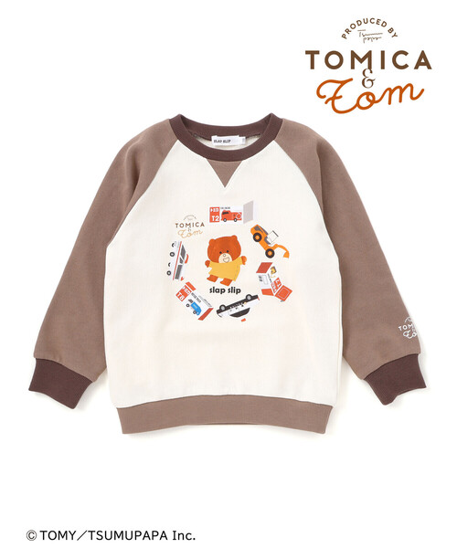 SLAP SLIP（スラップスリップ）の「【トミカとトム×SLAPSLIPコラボアイテム】はたらくくるまトムプリントラグラントレーナー(80~120cm)（スウェット・キッズ・ネイビー/ベージュ・90cm/80ｃｍ/120cm/100cm/110cm）」の14枚目の写真