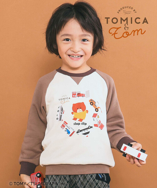 SLAP SLIP（スラップスリップ）の「【トミカとトム×SLAPSLIPコラボアイテム】はたらくくるまトムプリントラグラントレーナー(80~120cm)（スウェット・キッズ・ネイビー/ベージュ・90cm/80ｃｍ/120cm/100cm/110cm）」の15枚目の写真