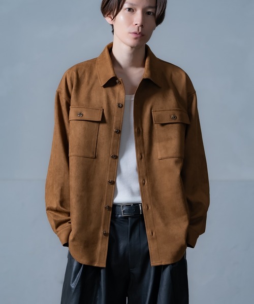 improves（インプローブス）の「スエード風ポンチダブルフラップポケシャツ（シャツ/ブラウス・メンズ・ベージュ/ブラウン/キャメル・MEDIUM/LARGE）」の3枚目の写真