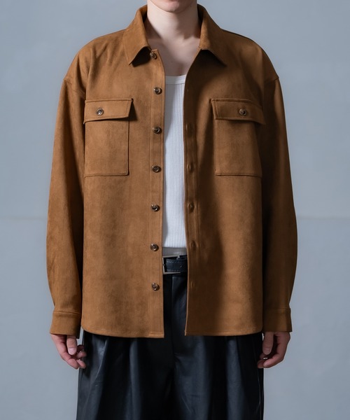 improves（インプローブス）の「スエード風ポンチダブルフラップポケシャツ（シャツ/ブラウス・メンズ・ベージュ/ブラウン/キャメル・MEDIUM/LARGE）」の12枚目の写真