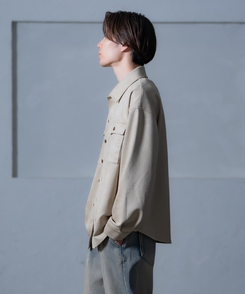 improves（インプローブス）の「スエード風ポンチダブルフラップポケシャツ（シャツ/ブラウス・メンズ・ベージュ/ブラウン/キャメル・MEDIUM/LARGE）」の9枚目の写真