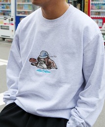 MELLOW（メロー）の「MELLOW DOG SWEAT   イラスト刺繍   犬柄   ブルドッグ スウェット トレーナー（スウェット）」