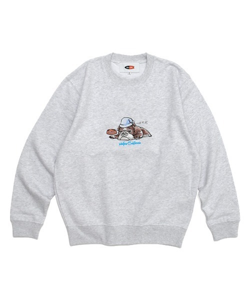 MELLOW(メロー)の「MELLOW DOG SWEAT / イラスト刺繍 / 犬柄 / ブルドッグ スウェット トレーナー(スウェット・メンズ・グリーン/グレー/ブラック・M/L/XL)」の10枚目の写真