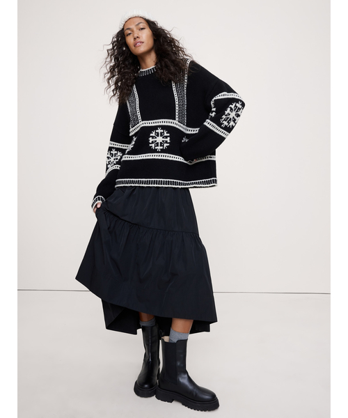 Banana Republic（バナナリパブリック）の「フェアアイル クールネックセーター（ニット/セーター・レディース・ブラック×ホワイト/アイボリー・S/XS/L/M）」の9枚目の写真