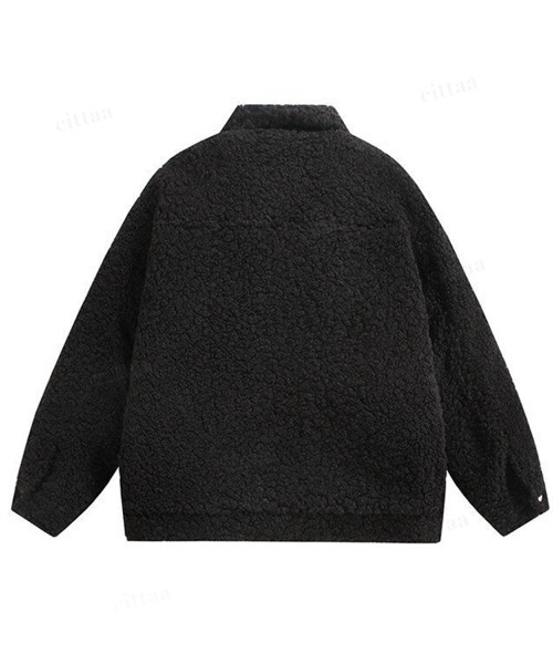 Dalfwin（ダールフィン）の「韓国ファッション 袖ラベルボアジャケット（ブルゾン・レディース・ベージュ/ブラック/グレー・FREE）」の13枚目の写真