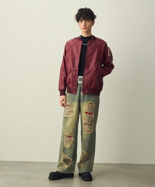 Shoowtime(ショウタイム)の「Check-Patch Destroyed Denim Pants / チェック切替クラッシュデニムパンツ(デニムパンツ・メンズ・ブルー系・X-LARGE/LARGE/MEDIUM)」の8枚目の写真