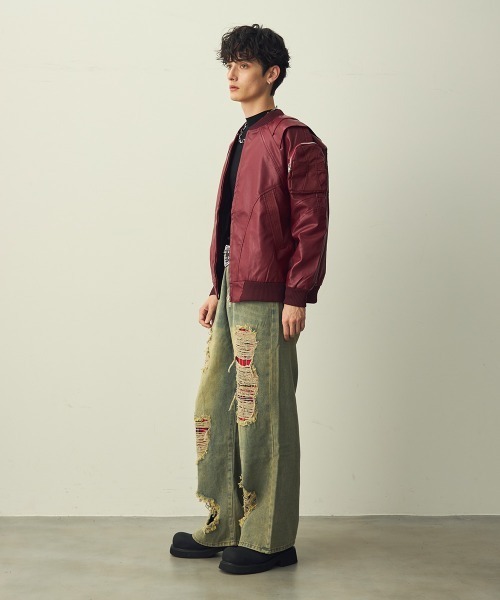 Shoowtime(ショウタイム)の「Check-Patch Destroyed Denim Pants / チェック切替クラッシュデニムパンツ(デニムパンツ・メンズ・ブルー系・X-LARGE/LARGE/MEDIUM)」の11枚目の写真