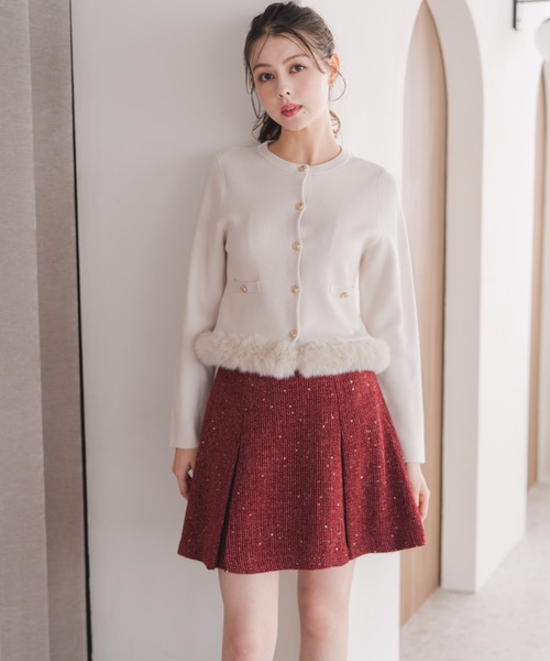 MISCH MASCH(ミッシュマッシュ)の「スパンラメアソートミニスカート(スカート・レディース・ブラック/チャコールグレー/ベージュ/レッド・M/S)」の4枚目の写真