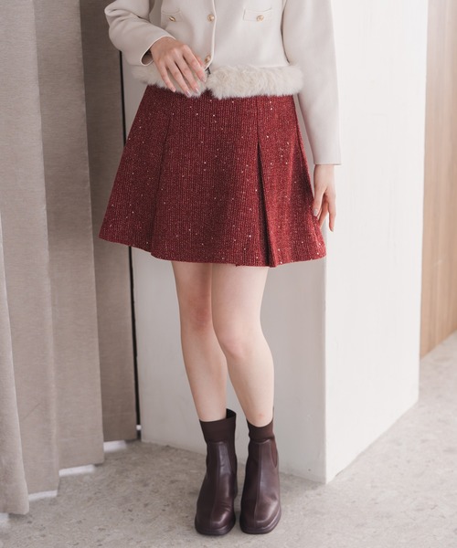 MISCH MASCH(ミッシュマッシュ)の「スパンラメアソートミニスカート(スカート・レディース・ブラック/チャコールグレー/ベージュ/レッド・M/S)」の14枚目の写真