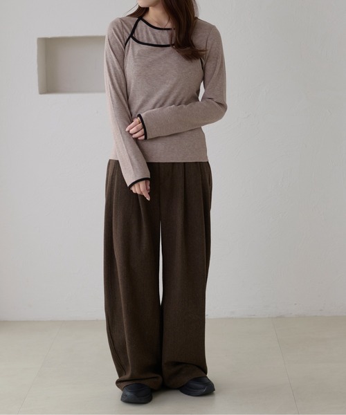 apres jour clair(アプレジュールクレア)の「【apres jour clair】配色レイヤードトップス【ZOZOTOWN限定アイテム】(Tシャツ/カットソー・レディース・モカ/アイボリー/グレー・X-LARGE/フリー)」の10枚目の写真