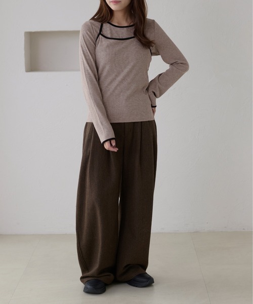 apres jour clair(アプレジュールクレア)の「【apres jour clair】配色レイヤードトップス【ZOZOTOWN限定アイテム】(Tシャツ/カットソー・レディース・モカ/アイボリー/グレー・X-LARGE/フリー)」の11枚目の写真