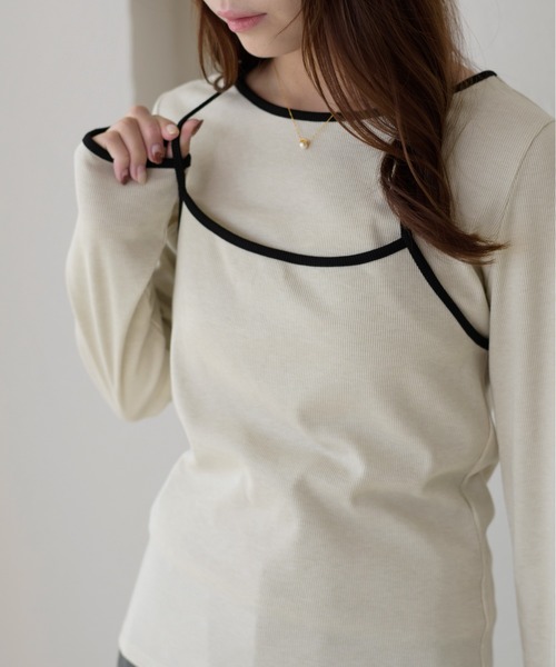 apres jour clair(アプレジュールクレア)の「【apres jour clair】配色レイヤードトップス【ZOZOTOWN限定アイテム】(Tシャツ/カットソー・レディース・モカ/アイボリー/グレー・X-LARGE/フリー)」の15枚目の写真