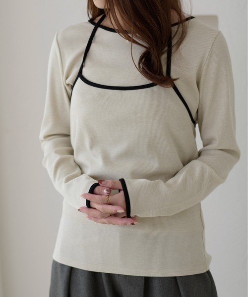 apres jour clair(アプレジュールクレア)の「【apres jour clair】配色レイヤードトップス【ZOZOTOWN限定アイテム】(Tシャツ/カットソー・レディース・モカ/アイボリー/グレー・X-LARGE/フリー)」の16枚目の写真