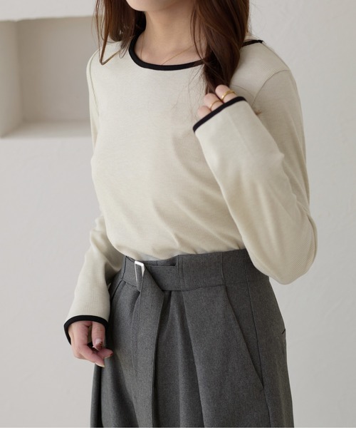 apres jour clair(アプレジュールクレア)の「【apres jour clair】配色レイヤードトップス【ZOZOTOWN限定アイテム】(Tシャツ/カットソー・レディース・モカ/アイボリー/グレー・X-LARGE/フリー)」の18枚目の写真