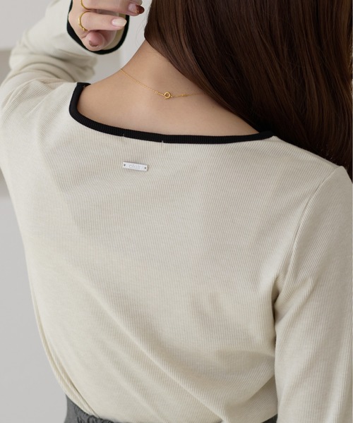 apres jour clair(アプレジュールクレア)の「【apres jour clair】配色レイヤードトップス【ZOZOTOWN限定アイテム】(Tシャツ/カットソー・レディース・モカ/アイボリー/グレー・X-LARGE/フリー)」の19枚目の写真