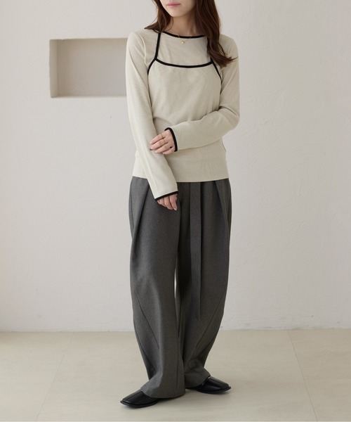 apres jour clair(アプレジュールクレア)の「【apres jour clair】配色レイヤードトップス【ZOZOTOWN限定アイテム】(Tシャツ/カットソー・レディース・モカ/アイボリー/グレー・X-LARGE/フリー)」の22枚目の写真