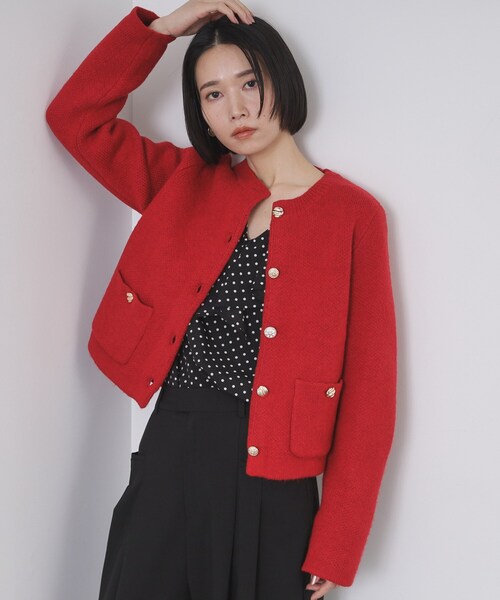 OPAQUE.CLIP(オペークドットクリップ)の「ビジューボタンニットカーディガン【洗える】(カーディガン/ボレロ・レディース・グレー/ネイビー/ワインレッド・00)」の11枚目の写真