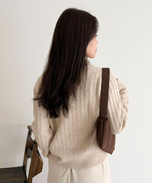 セール】FR刺繍ケーブル柄ポロ衿ニットプルオーバー（ニット/セーター