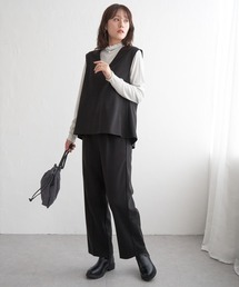 IKKA LOUNGE（イッカラウンジ）の「【2点セット】GOKU楽ペプラムジレセット（パンツドレス）」