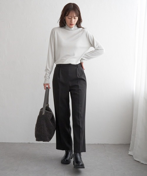 IKKA LOUNGE（イッカラウンジ）の「【2点セット】GOKU楽ペプラムジレセット（パンツドレス・レディース・ブラック/モカ/チャコール・M/L/S）」の20枚目の写真