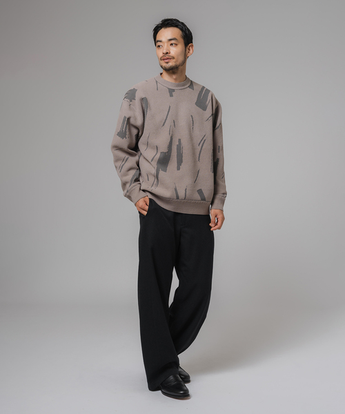 EDIFICE（エディフィス）の「ジャガード シェニール ヤーン クルーネック プルオーバー（ニット/セーター・メンズ・ベージュ系その他/ブルー・MEDIUM/LARGE）」の9枚目の写真