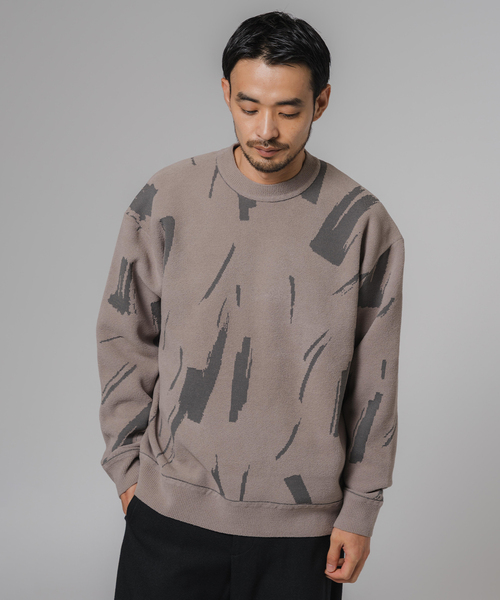 EDIFICE（エディフィス）の「ジャガード シェニール ヤーン クルーネック プルオーバー（ニット/セーター・メンズ・ベージュ系その他/ブルー・MEDIUM/LARGE）」の7枚目の写真