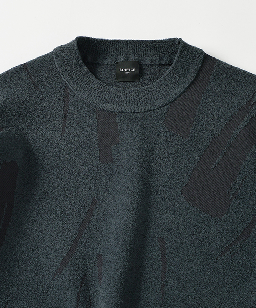EDIFICE（エディフィス）の「ジャガード シェニール ヤーン クルーネック プルオーバー（ニット/セーター・メンズ・ベージュ系その他/ブルー・MEDIUM/LARGE）」の13枚目の写真