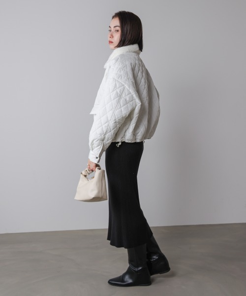 Bou Jeloud（ブージュルード）の「タフタダイヤキルト中綿ジャケット（その他アウター・レディース・オフホワイト/ブラック・M）」の6枚目の写真