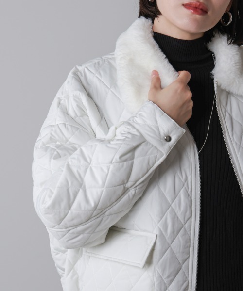 Bou Jeloud（ブージュルード）の「タフタダイヤキルト中綿ジャケット（その他アウター・レディース・オフホワイト/ブラック・M）」の9枚目の写真