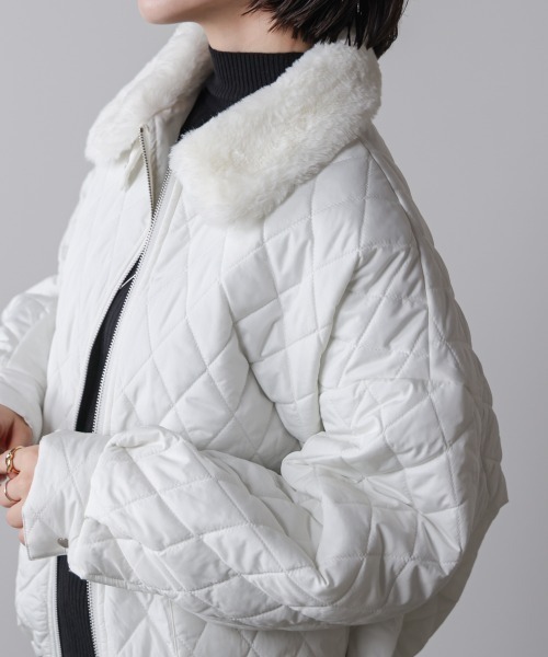 Bou Jeloud（ブージュルード）の「タフタダイヤキルト中綿ジャケット（その他アウター・レディース・オフホワイト/ブラック・M）」の10枚目の写真