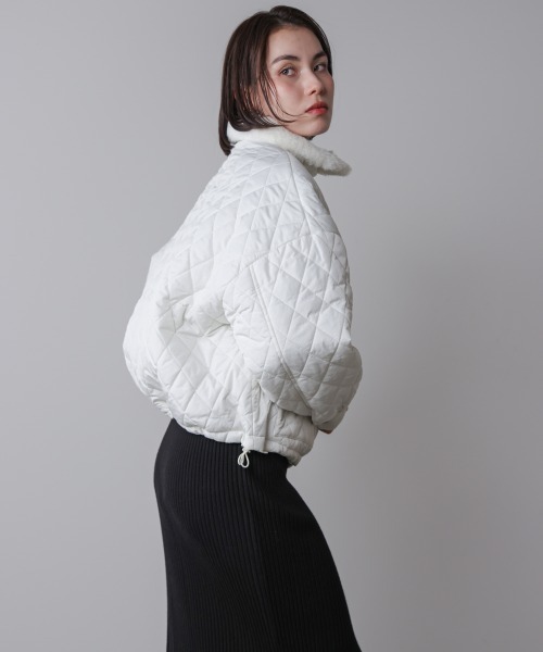 Bou Jeloud（ブージュルード）の「タフタダイヤキルト中綿ジャケット（その他アウター・レディース・オフホワイト/ブラック・M）」の12枚目の写真