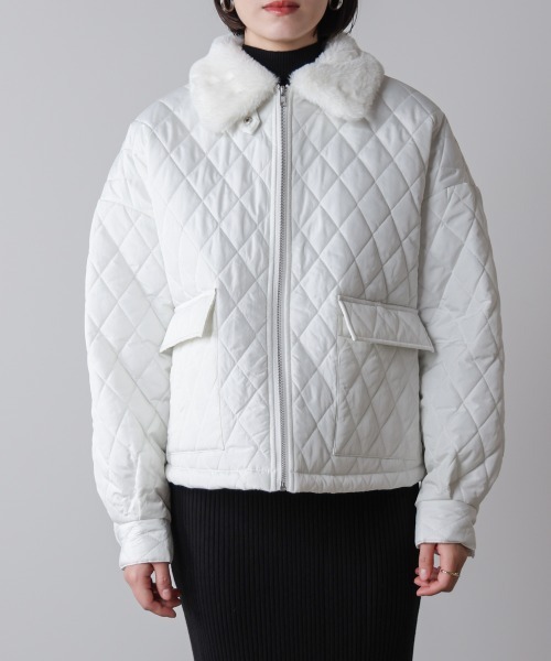 Bou Jeloud（ブージュルード）の「タフタダイヤキルト中綿ジャケット（その他アウター・レディース・オフホワイト/ブラック・M）」の13枚目の写真