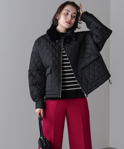 Bou Jeloud（ブージュルード）の「タフタダイヤキルト中綿ジャケット（その他アウター・レディース・オフホワイト/ブラック・M）」の21枚目の写真