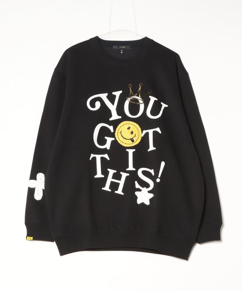 STUD MUFFIN（スタッドマフィン）の「STUD MUFFIN/スタッドマフィン/裏毛起毛 YOU GOT THIS マルチパッチワーク スエットシャツ（スウェット・メンズ・ブラック/ホワイト・4/2/3）」の5枚目の写真