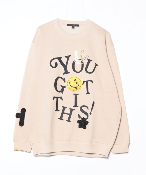 STUD MUFFIN（スタッドマフィン）の「STUD MUFFIN/スタッドマフィン/裏毛起毛 YOU GOT THIS マルチパッチワーク スエットシャツ（スウェット・メンズ・ブラック/ホワイト・4/2/3）」の8枚目の写真