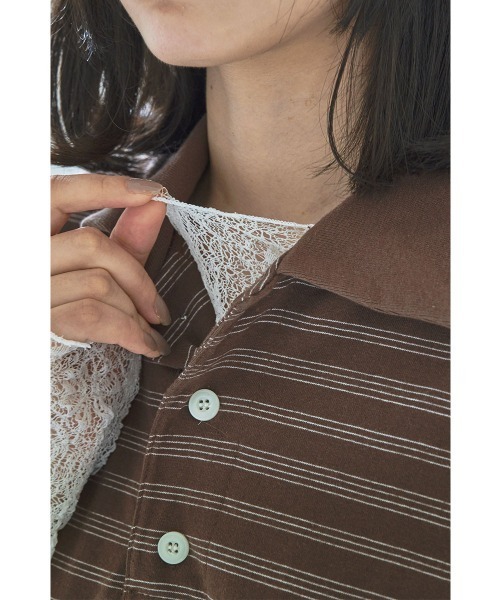 marjour（マージュール）の「VINTAGE NUANCE SHEER LACE TOPS（Tシャツ/カットソー・レディース・オフホワイト/ブラウン・M）」の9枚目の写真